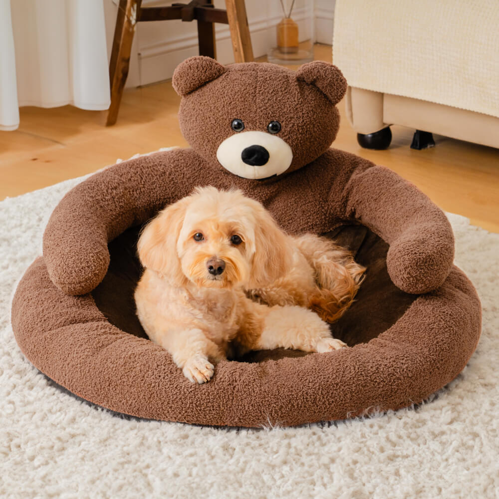 Pet Bed Plush Bear Cuddle-Style Nest
