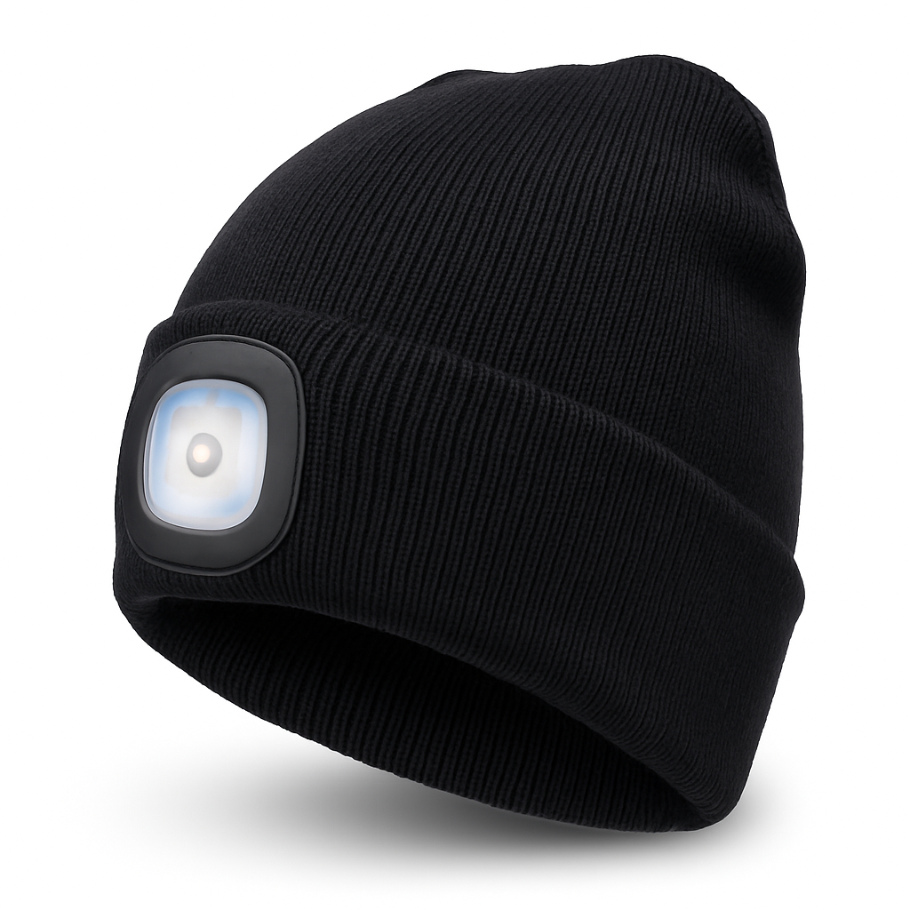Beanie Hat with Rechargeable LED Headlight