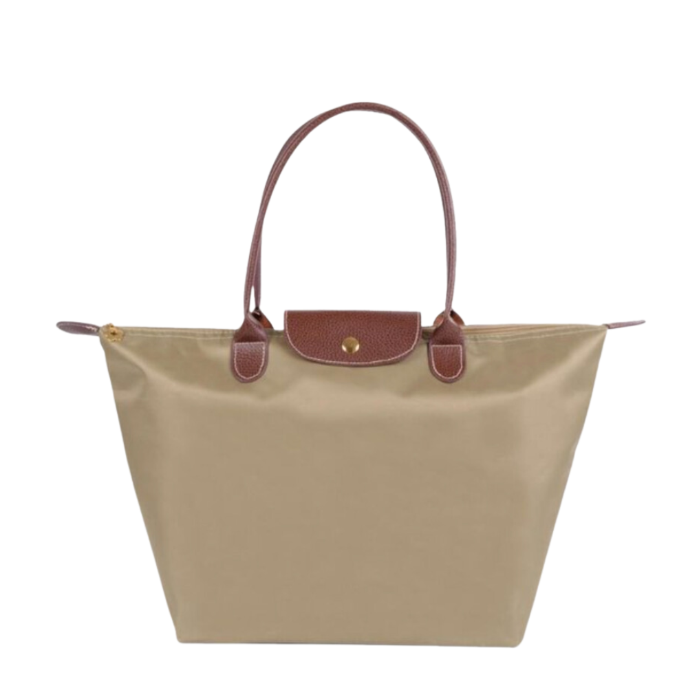 Tote Bag with Leather Handles and Waterproof Lining