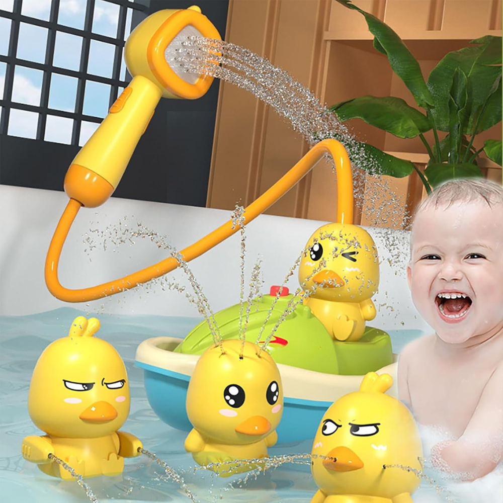 Bath Toy Set Floating Ducks Shower Spray