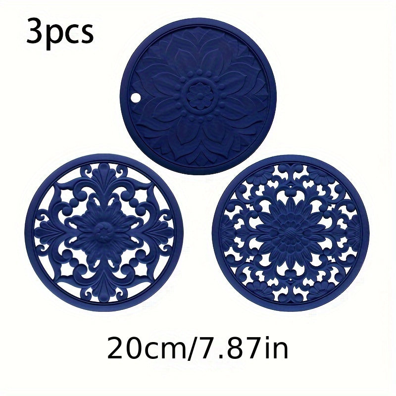 Heat Resistant Silicone Trivet Mat Set