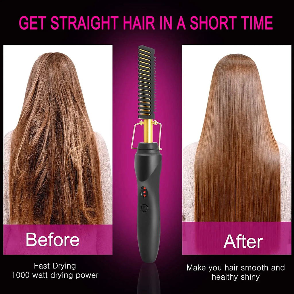 Hair Straightening Hot Comb for Beard & Styling