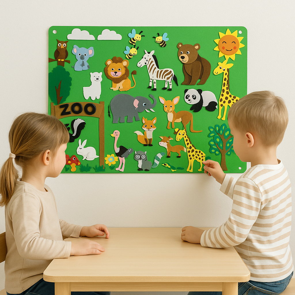 Wall Art Felt Board Zoo Learning Toy