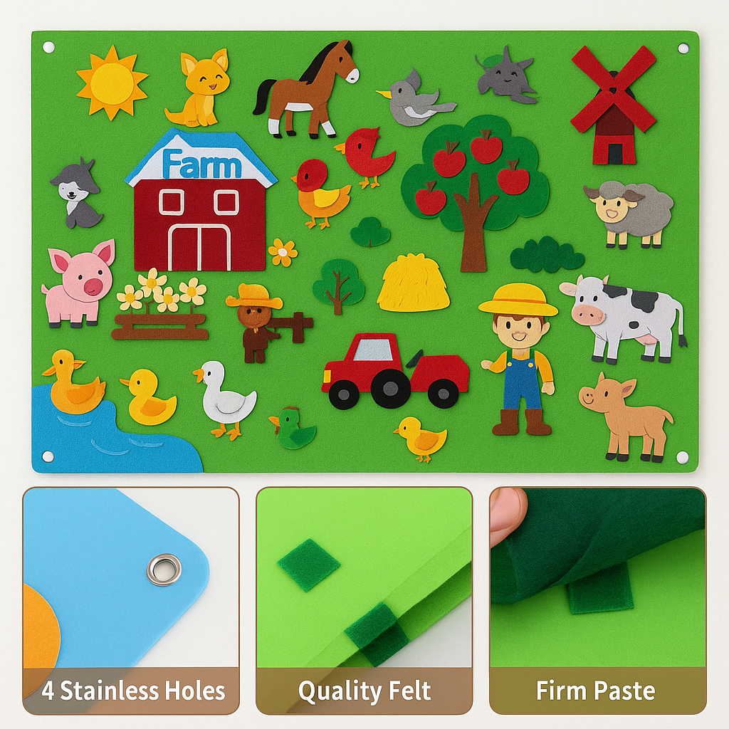 Wall Art Felt Board Zoo Learning Toy