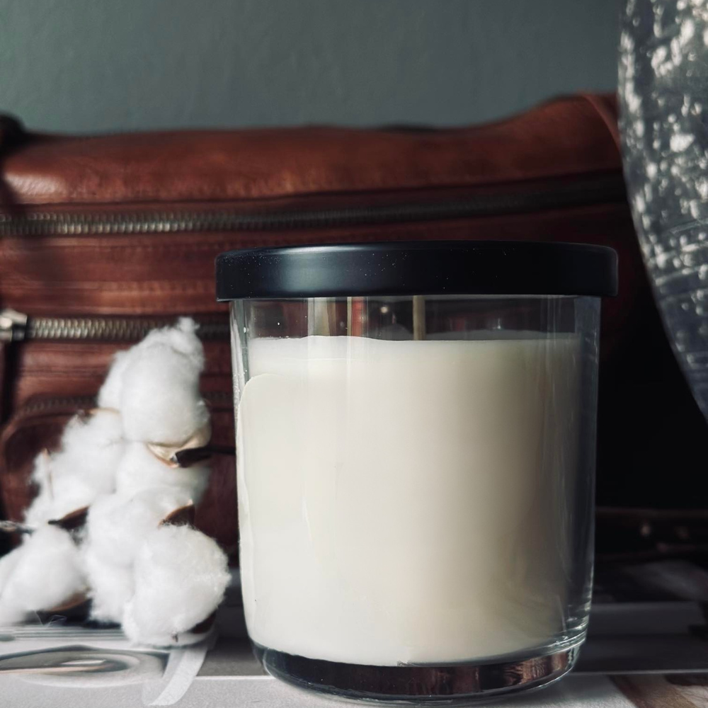 Scented Candle Coconut Wax Jar White Glass