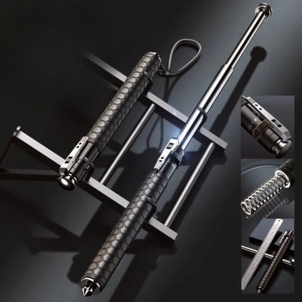 Automatic Hiking Walking Stick Safety Trekking Pole with LED Light