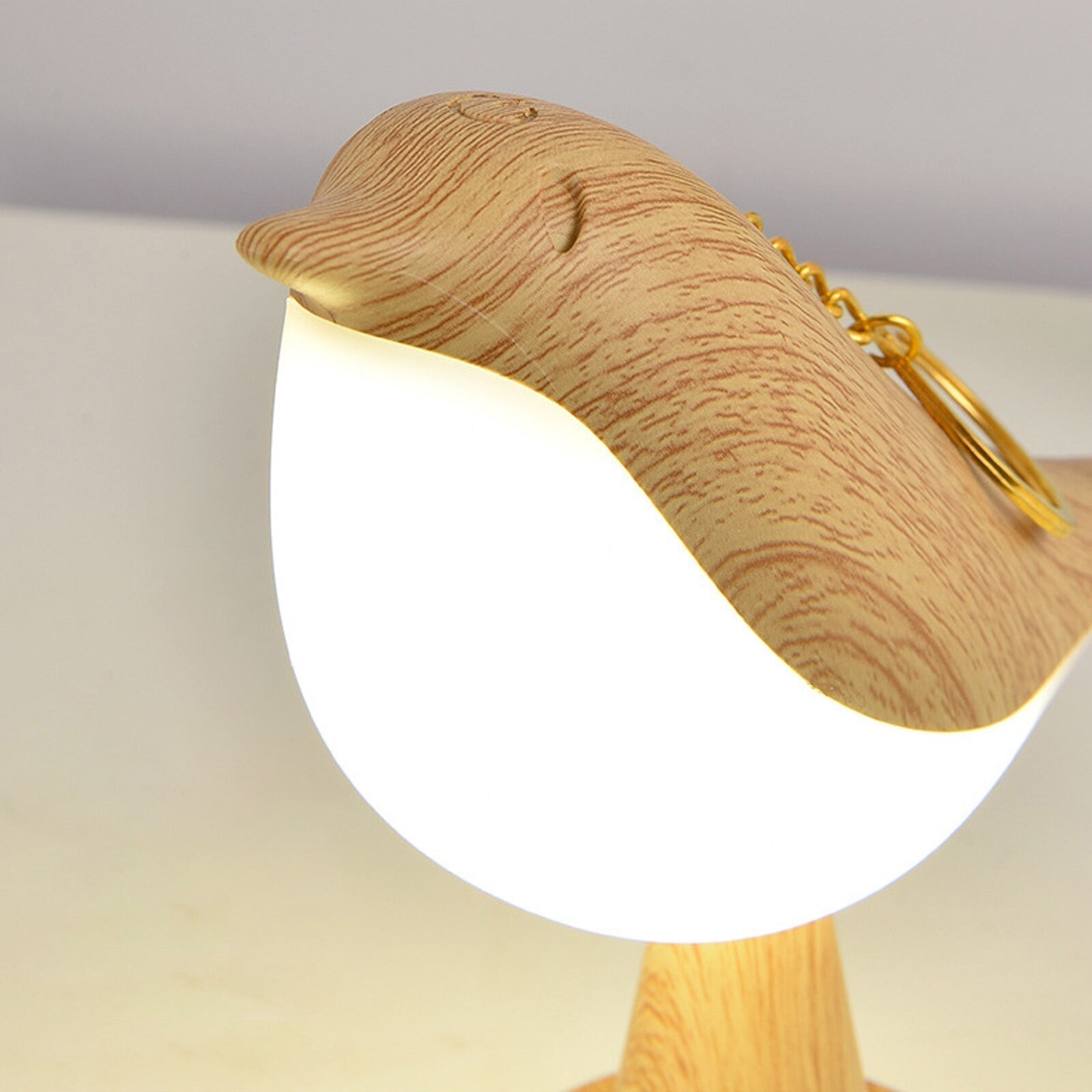 Table Lamp Bird Shape Wood Effect LED