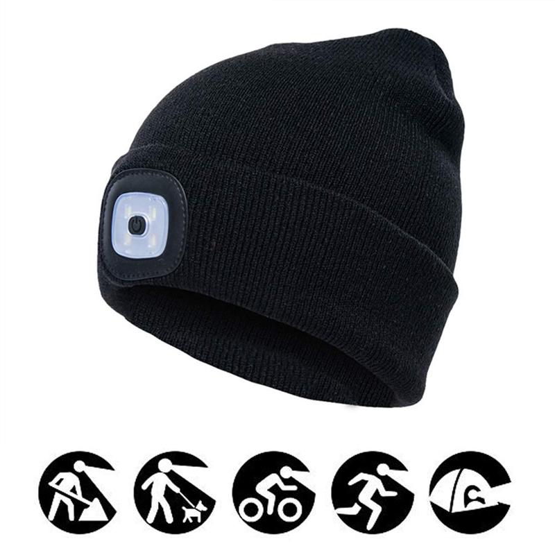 Beanie Hat with Rechargeable LED Headlight