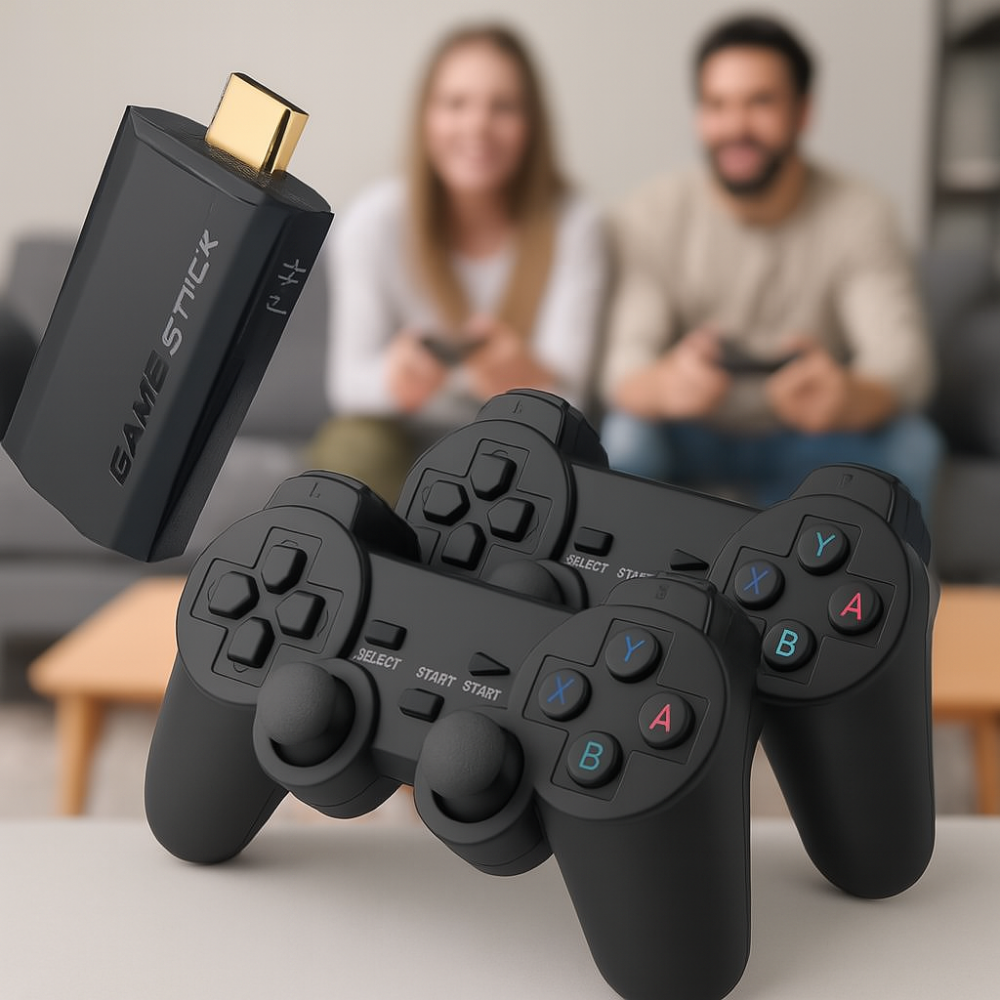 4K Retro Video Game Console Stick Dual Wireless Controllers Set