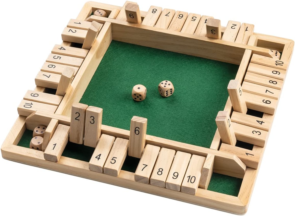 Wooden Shut the Box Dice Game Board
