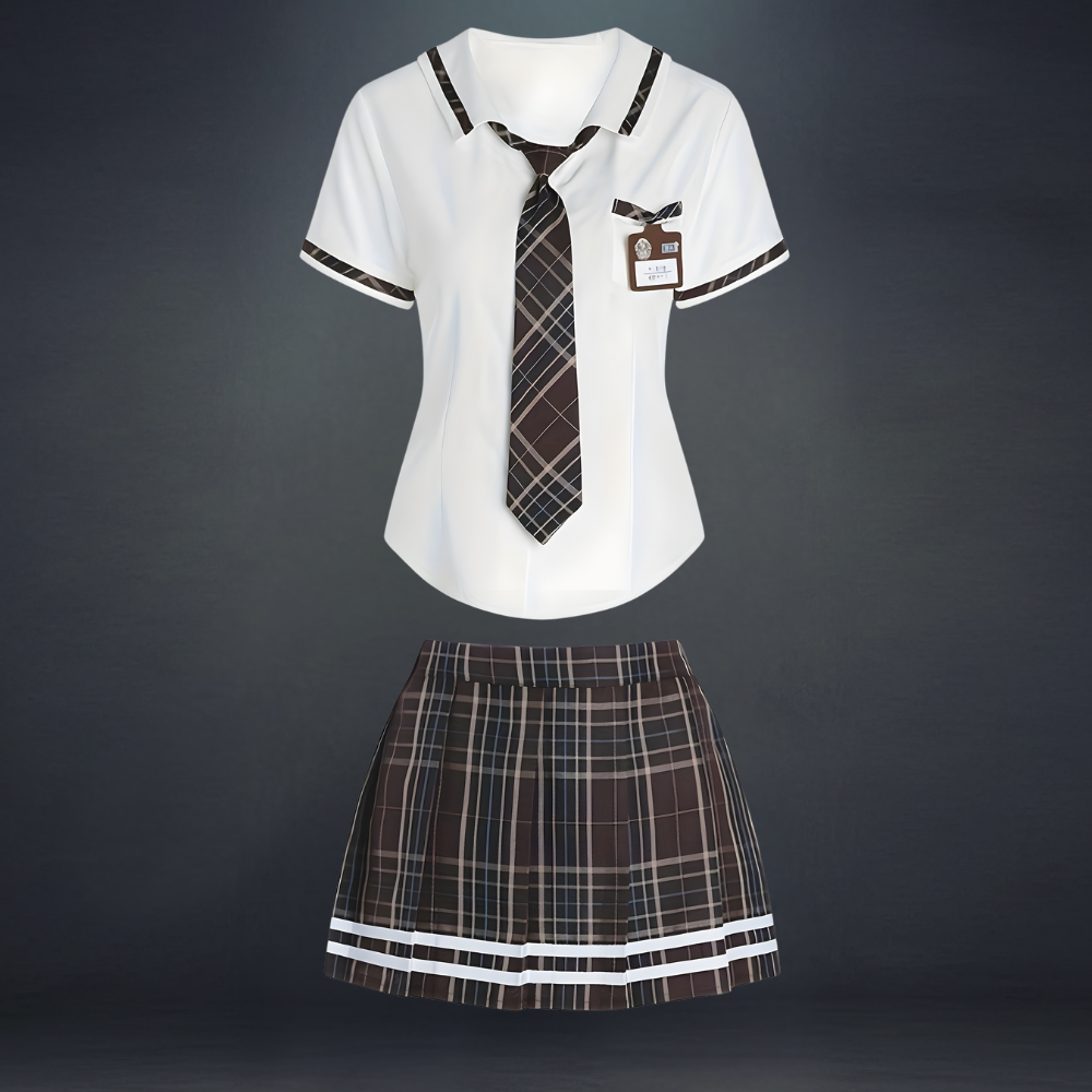 School Girl Costume Plaid Skirt Uniform Set