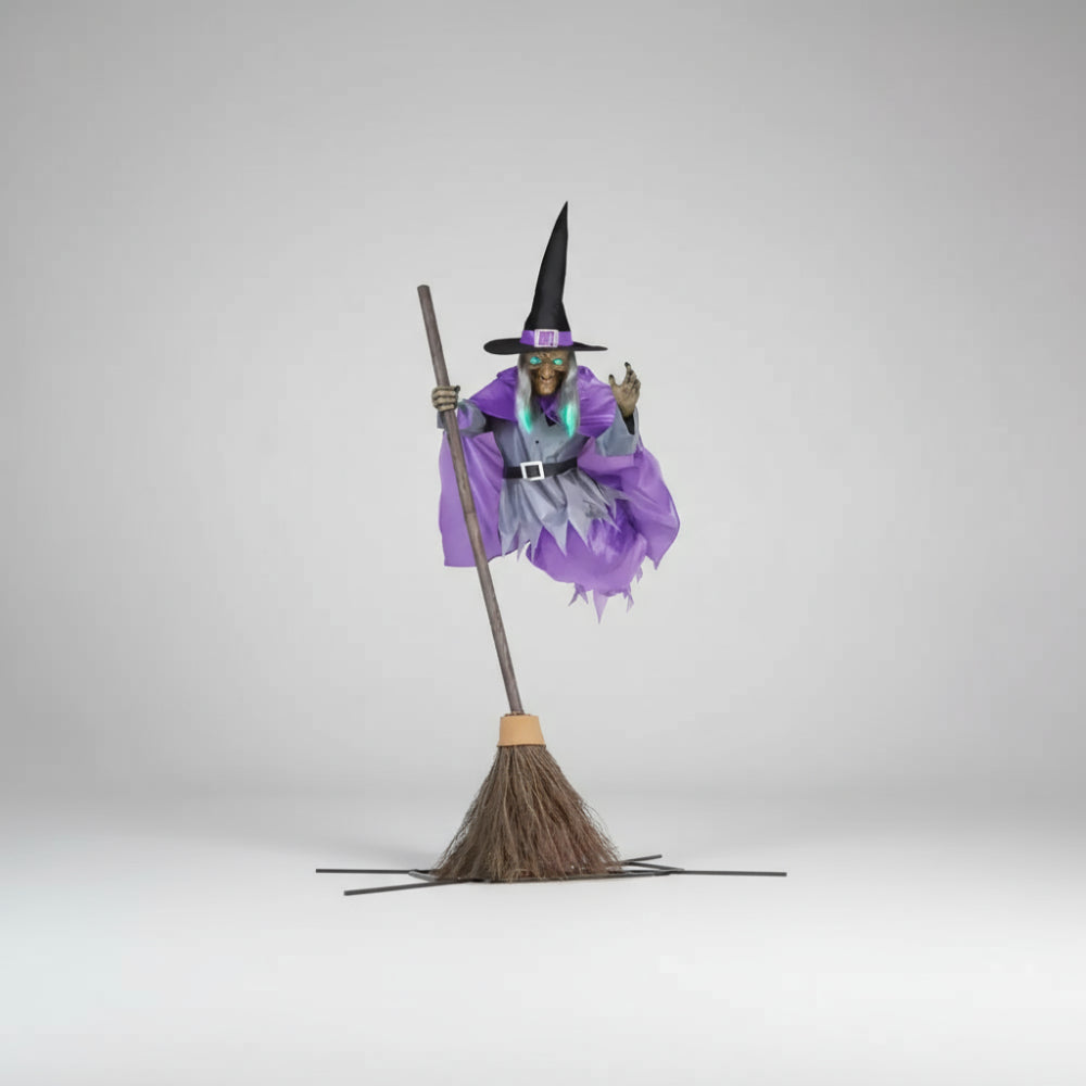Halloween Outdoor Decoration Floating Witch Prop Broomstick Display