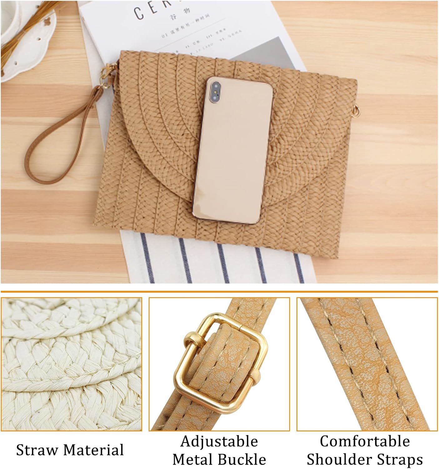 Straw Crossbody Bag Summer Woven Shoulder Purse