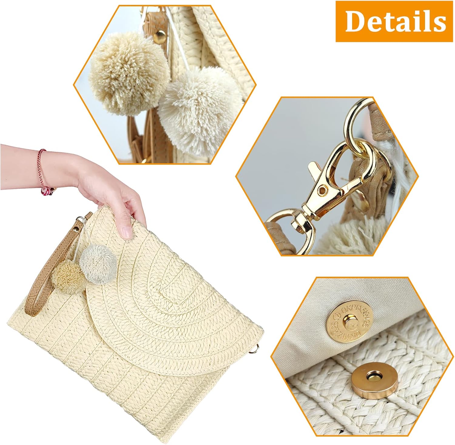 Straw Crossbody Bag Summer Woven Shoulder Purse