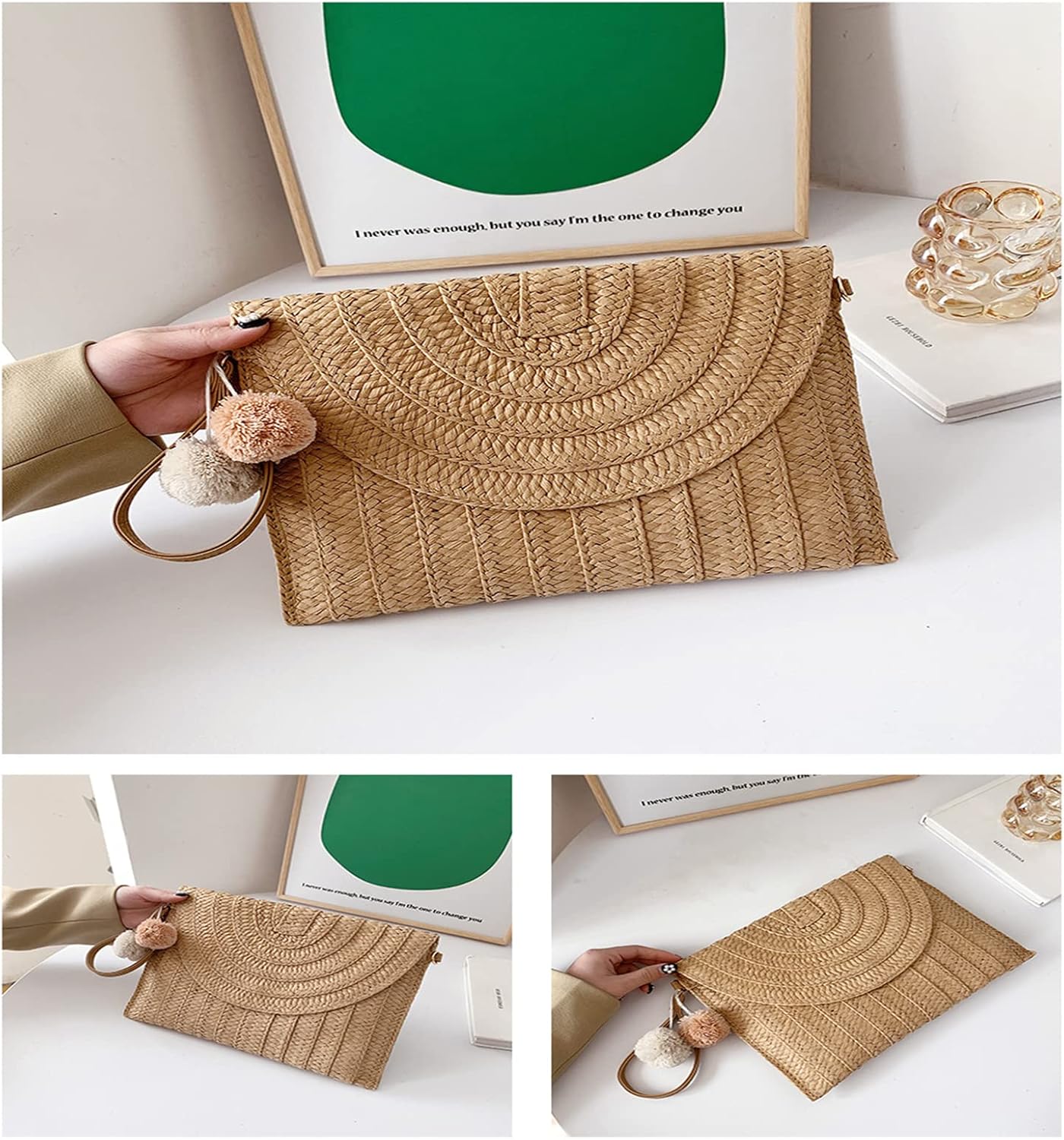 Straw Crossbody Bag Summer Woven Shoulder Purse