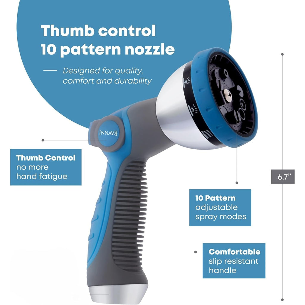 UltraFlow Hose Nozzle | 10-Pattern High-Pressure Sprayer for Garden