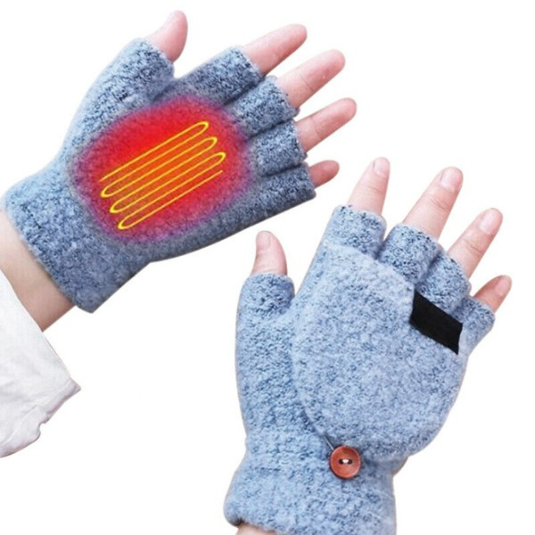 Heated Winter Knit Fingerless Gloves
