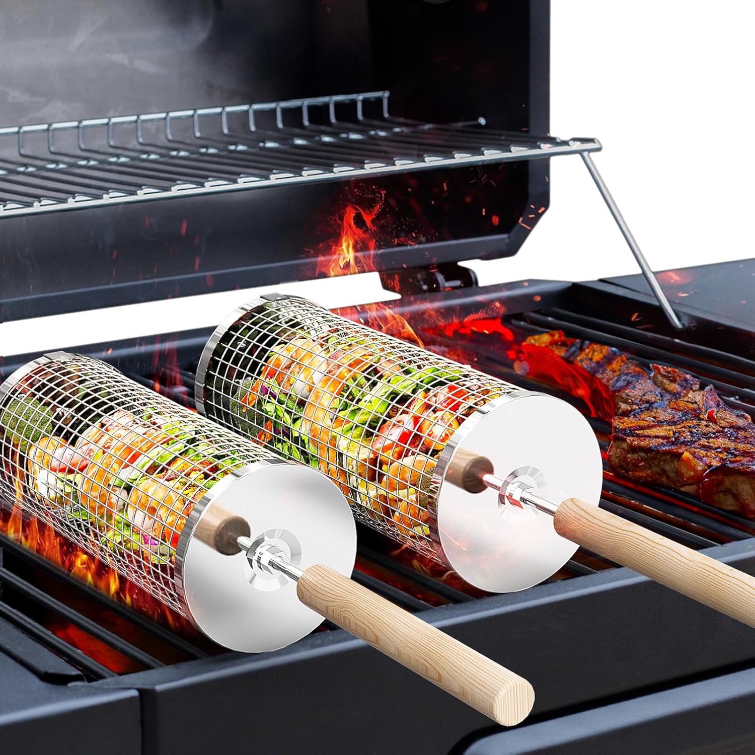 Premium Grill Baskets | Stainless Steel BBQ Tool for Outdoor Cooking