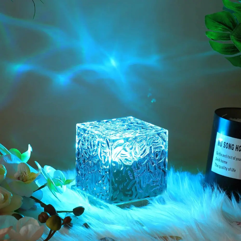 Table Lamp Glass Cube Ambient Light