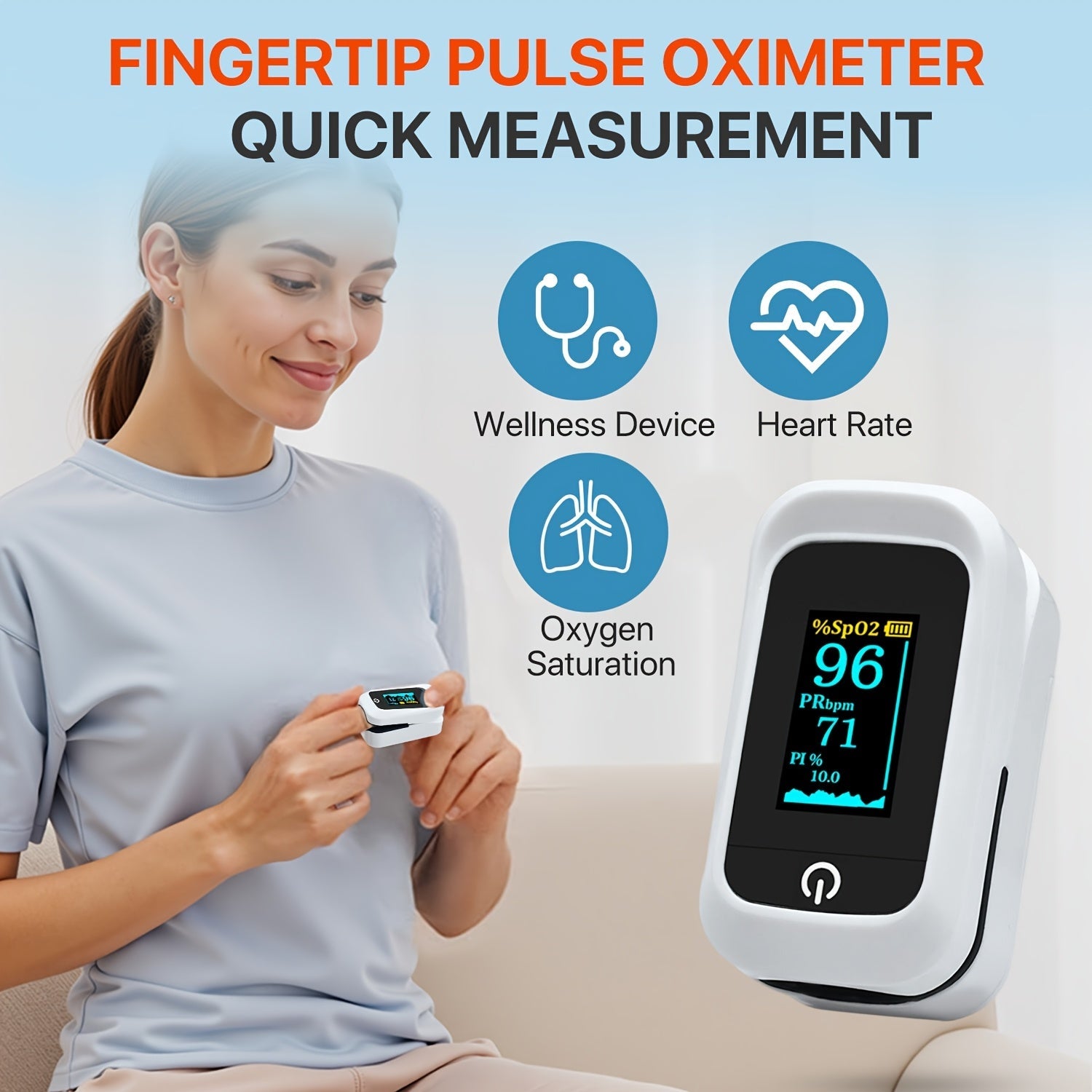 Pulse Oximeter Digital Plastic Fingertip Monitor