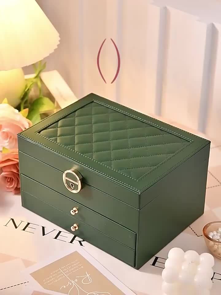 Jewelry Box Leather Organizer with Drawers