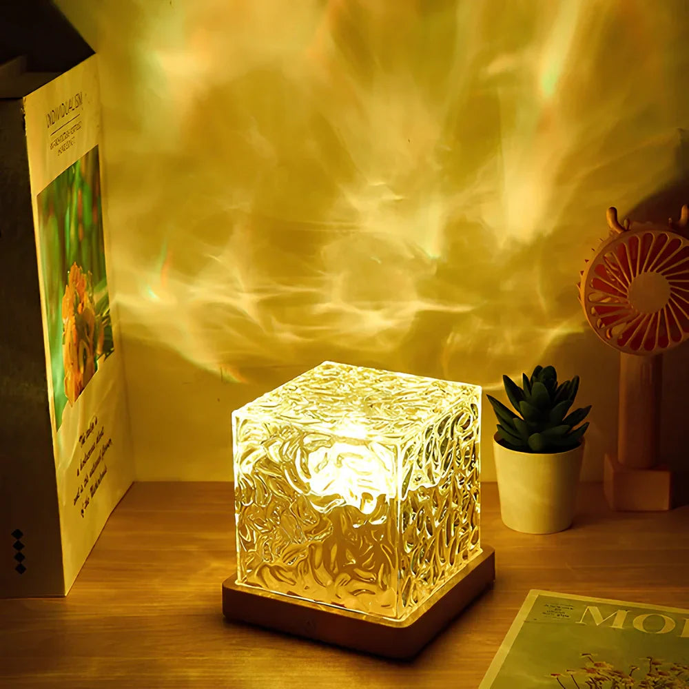 Table Lamp Glass Cube Ambient Light