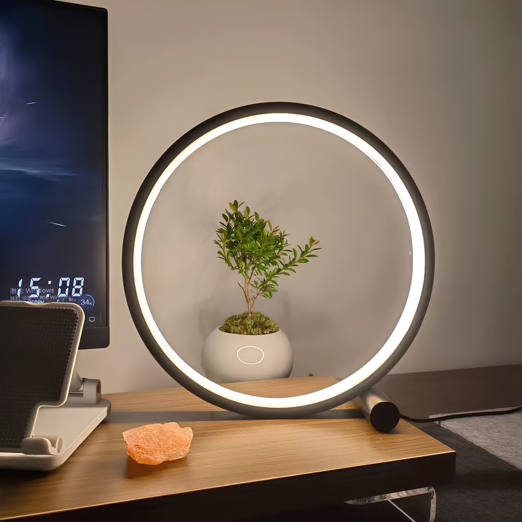 LED Table Lamp Ring Dimmable Bedside Light