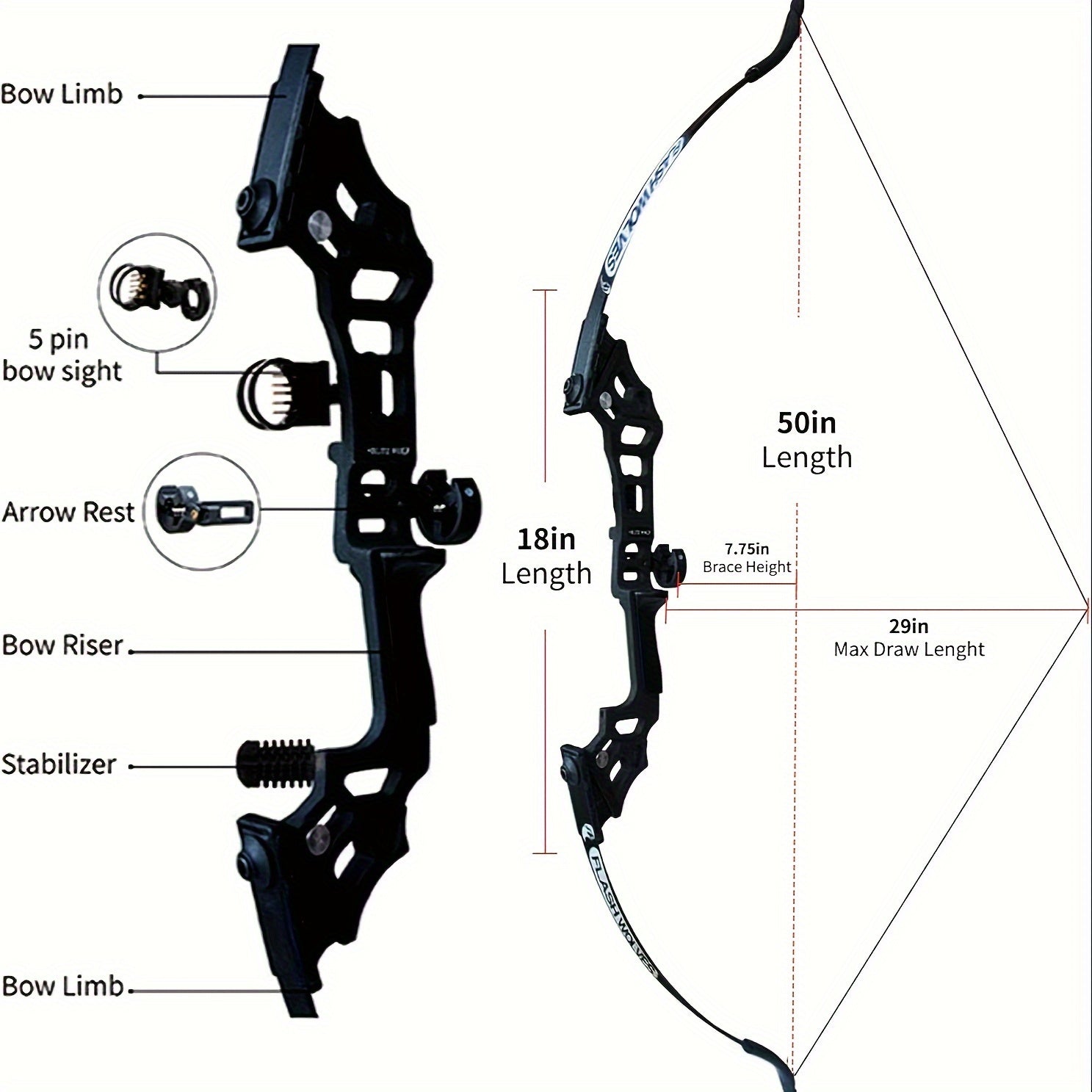 Hunting Gear Aluminum Recurve Bow Kit