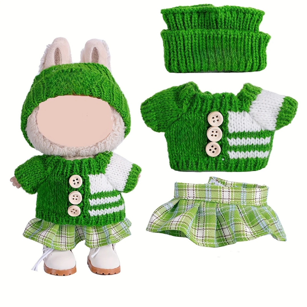 Dolls Clothes Knitted Outfit Set Skirt Wool