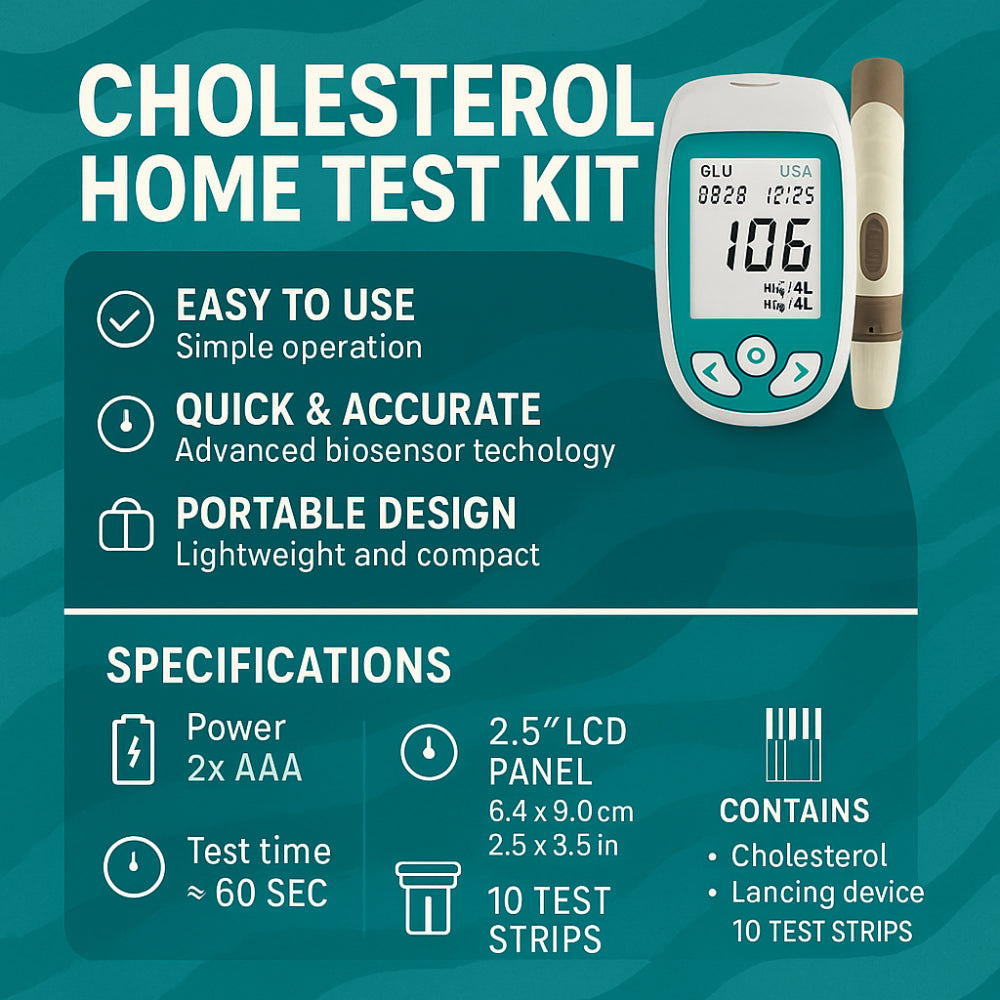Digital Blood Glucose Cholesterol Monitor Kit Home Health Testing