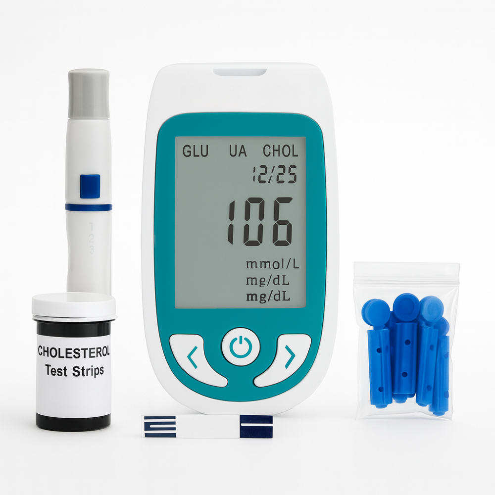Digital Blood Glucose Cholesterol Monitor Kit Home Health Testing