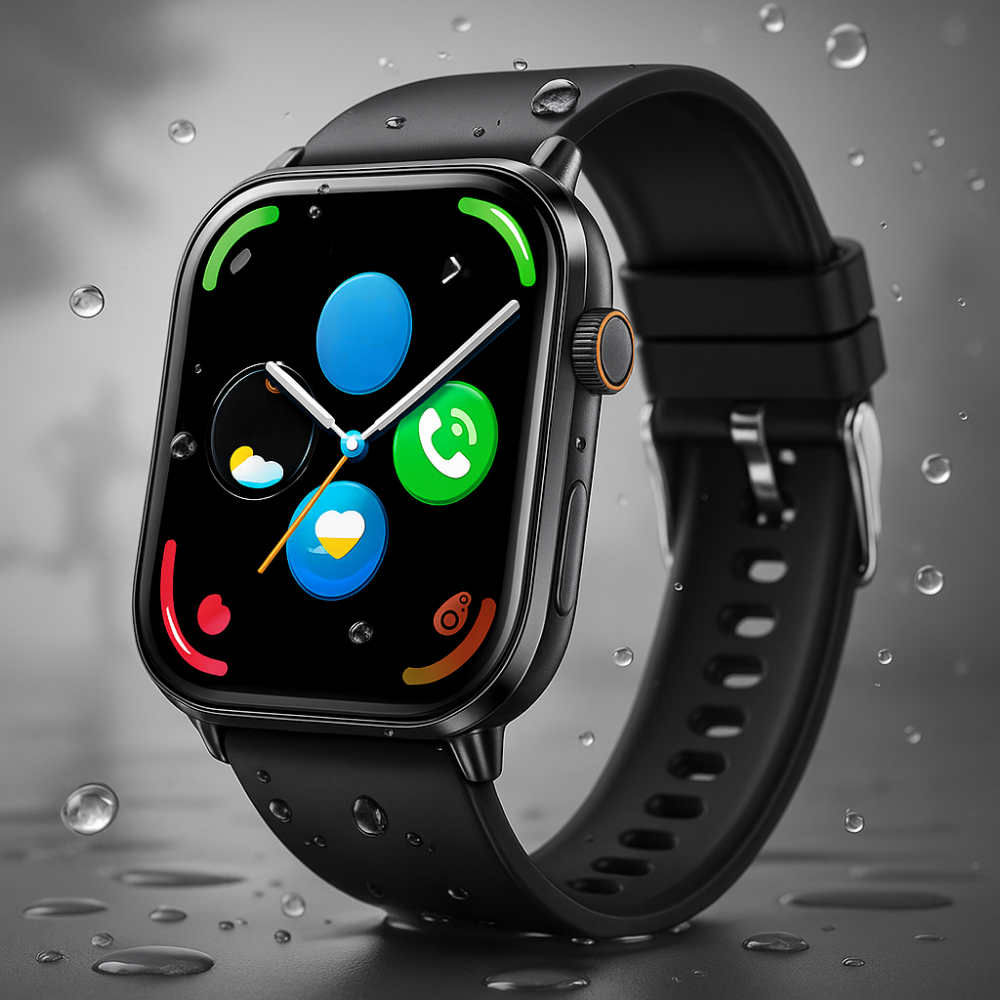 Smart Watch Black Silicone Fitness Tracker