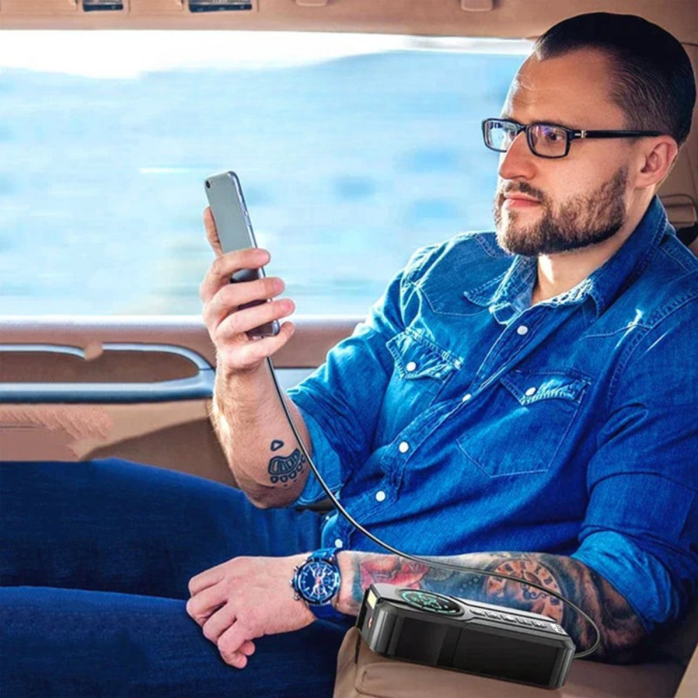 Compact Car Air Pump Jump Starter LED Light