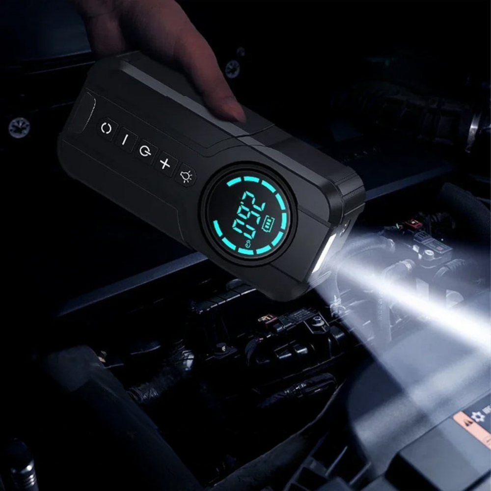 Compact Car Air Pump Jump Starter LED Light