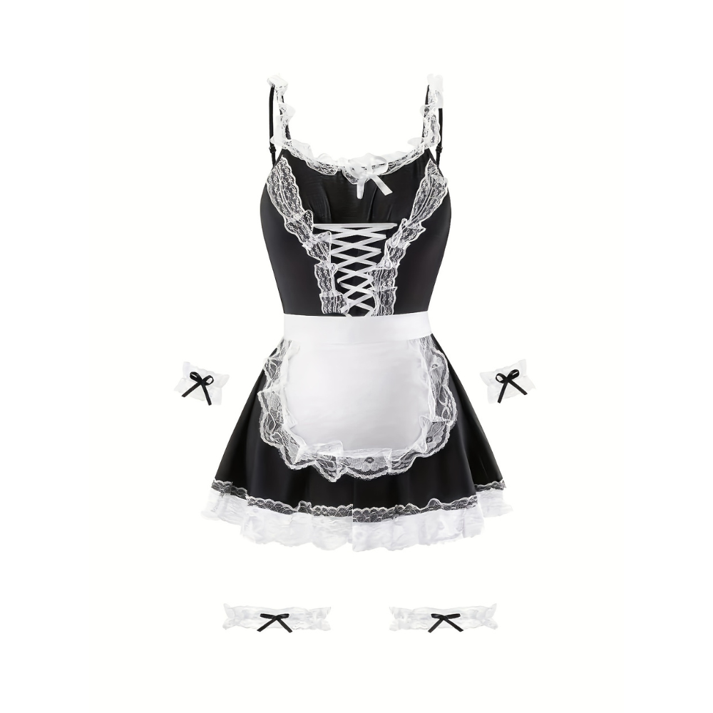 Maids Costumes Lace Apron Mini Dress