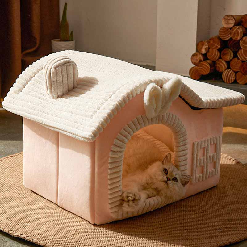 Cat Bed Soft House Style Indoor Enclosure
