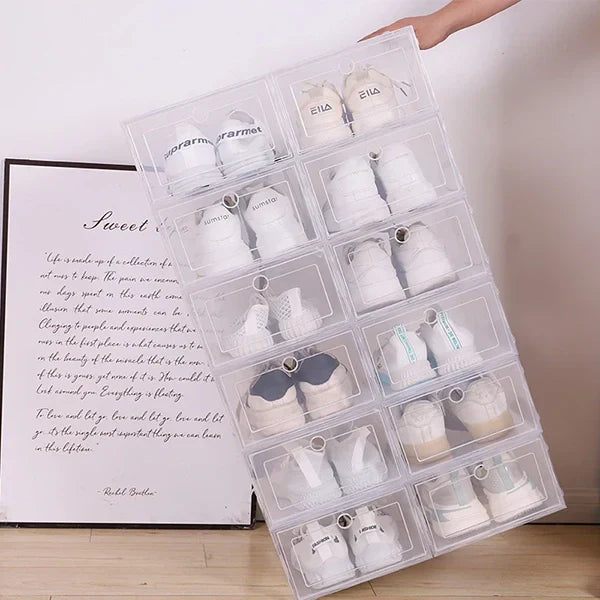 Shoe Storage Boxes Clear Stackable Plastic Organizer