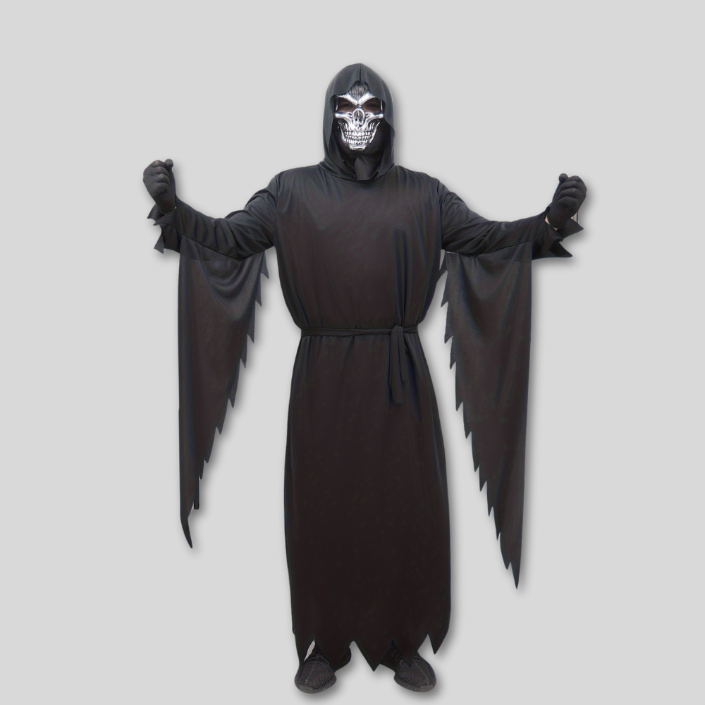 Grim Reaper Halloween Costume Hooded Mask Polyester Outfit