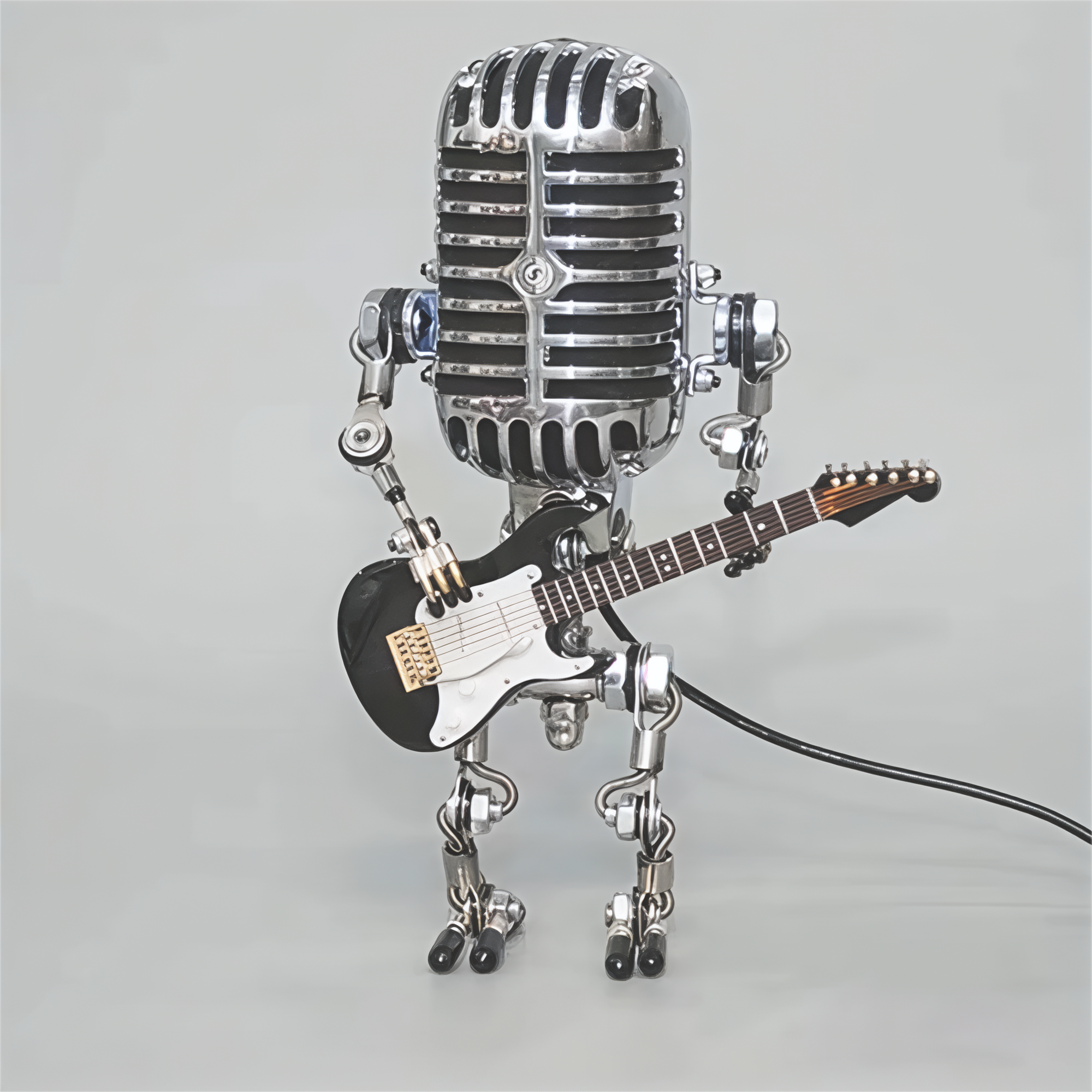 Table Lamp Robot Sculpture Metal Guitar Light