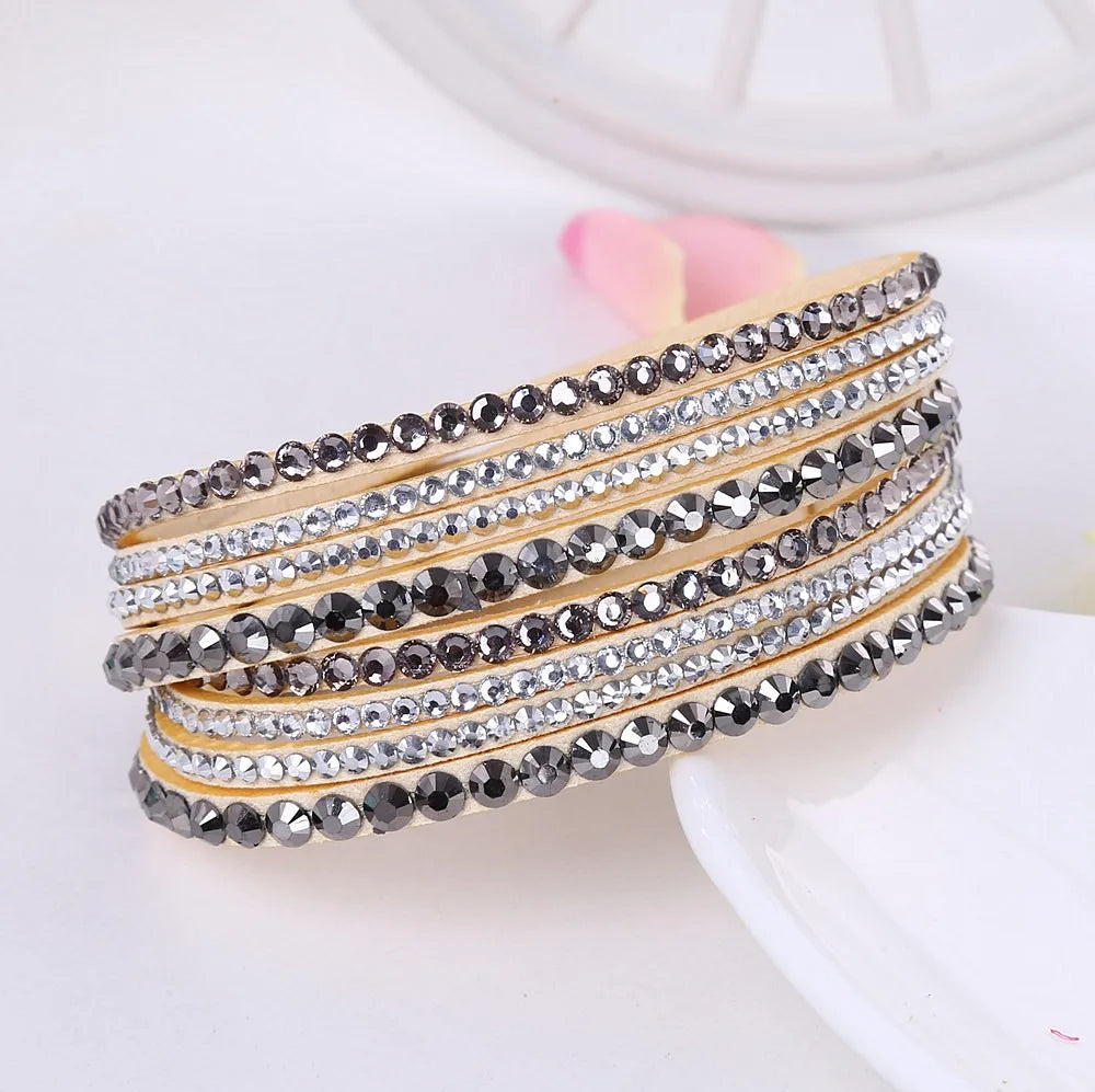 Bracelet for Women Black Crystal Wrap Design