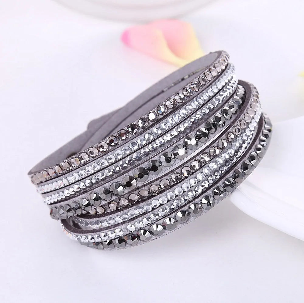 Bracelet for Women Black Crystal Wrap Design