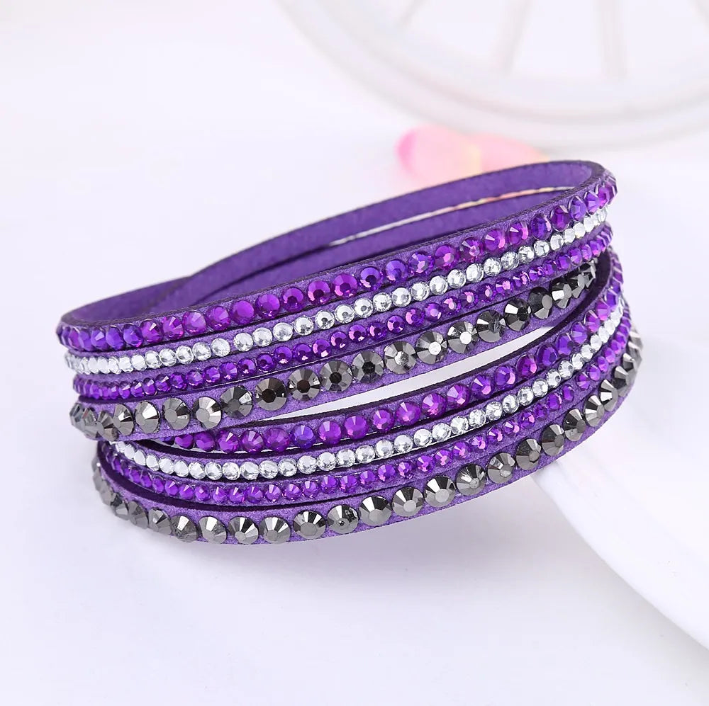 Bracelet for Women Black Crystal Wrap Design