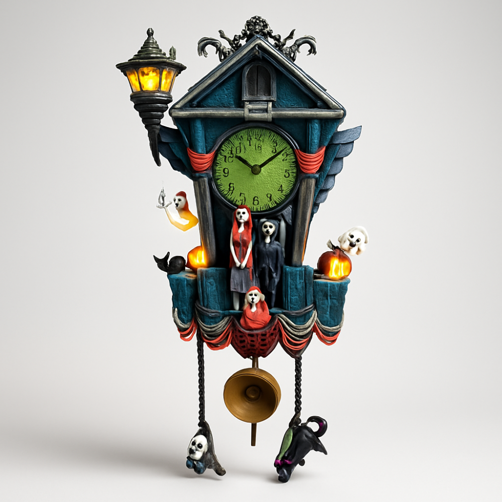 Halloween Decoration Hanging Wall Clock Resin Gothic Ornament