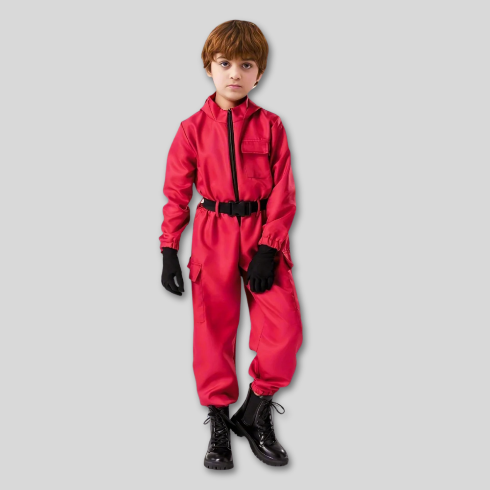 Halloween Kids Red Guard Costume Jumpsuit