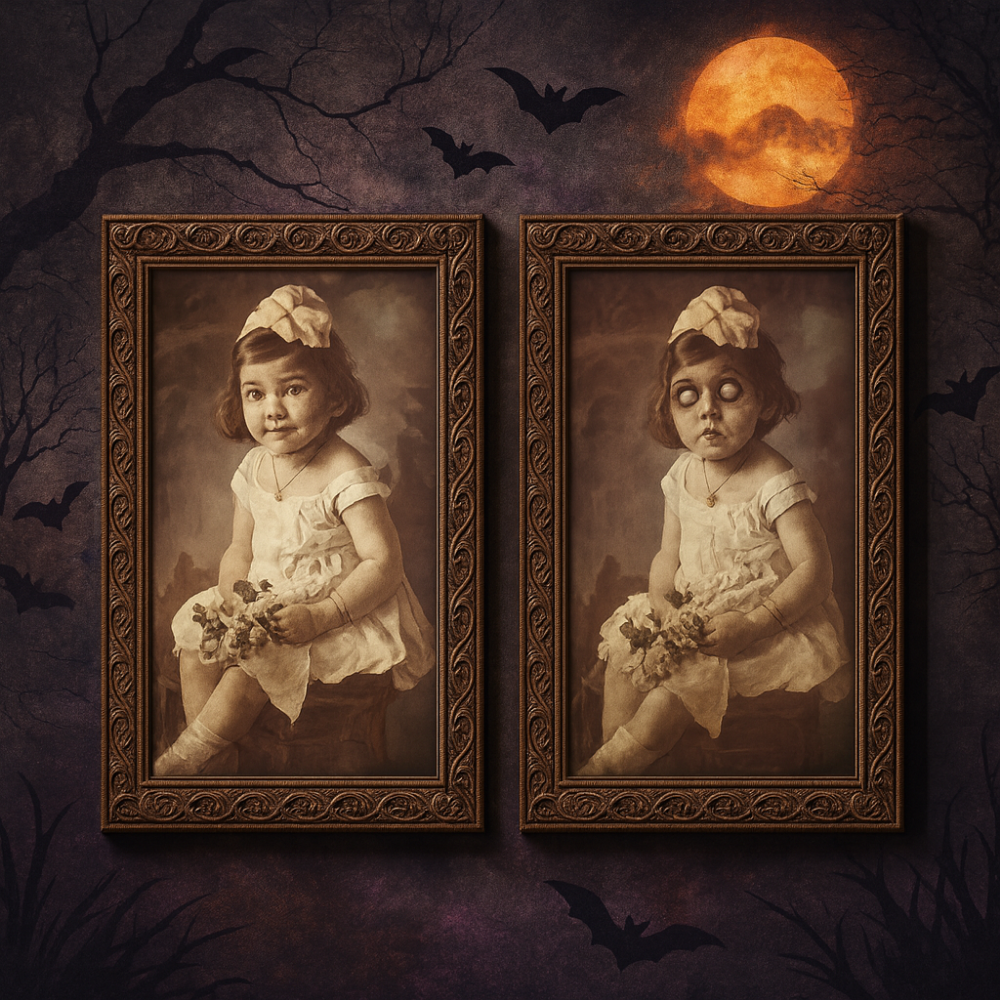 Halloween Wall Art Vintage Changing Face Portrait Frame Decor