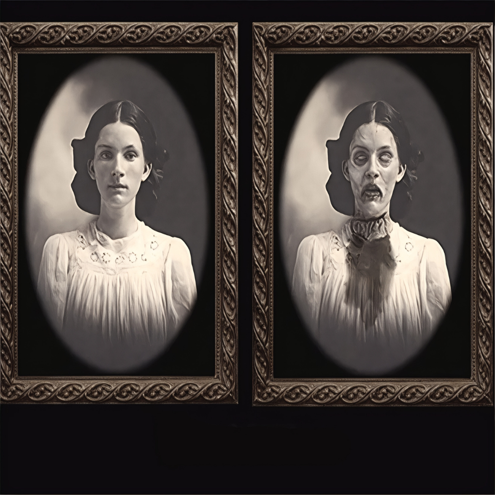 Halloween Wall Art Vintage Changing Face Portrait Frame Decor