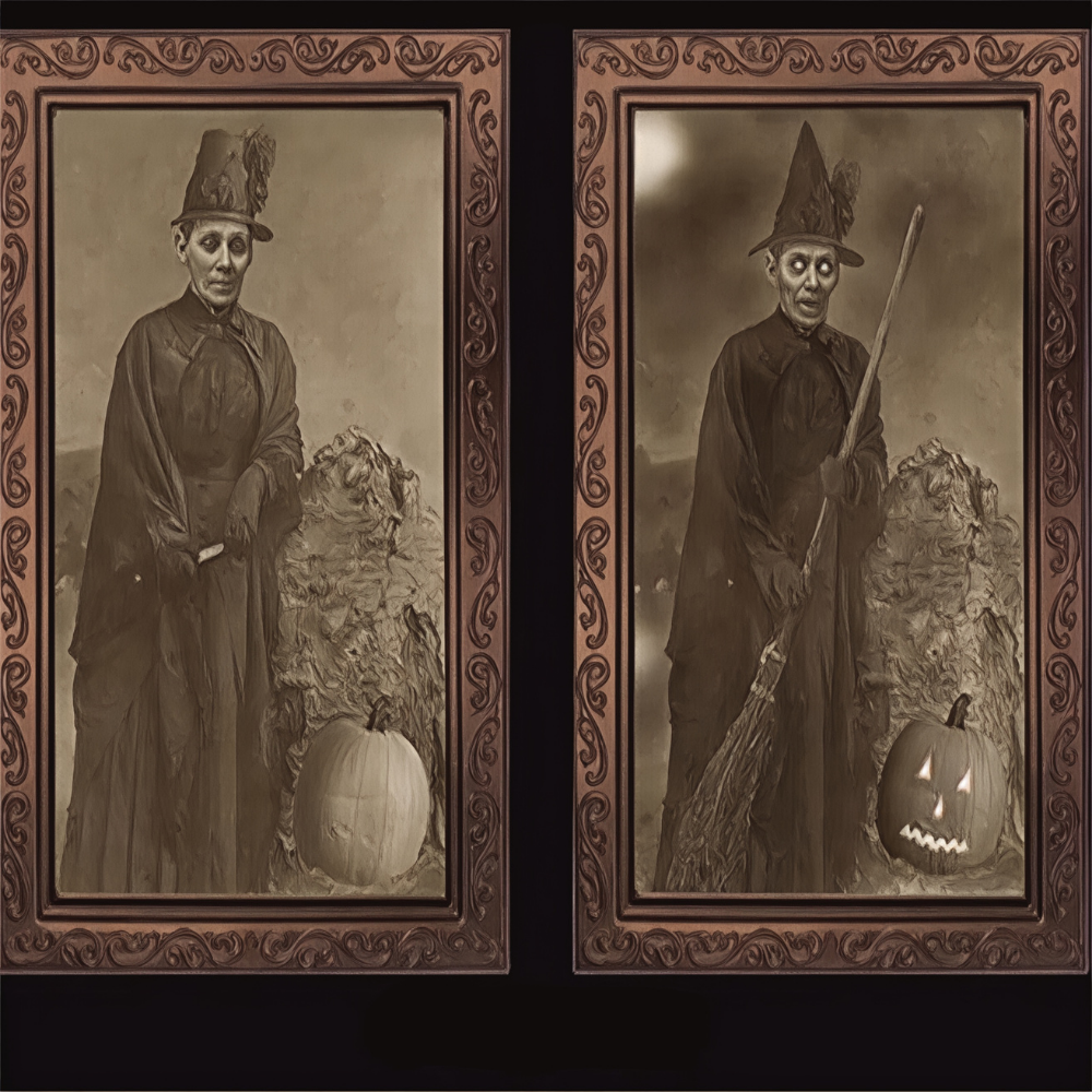 Halloween Wall Art Vintage Changing Face Portrait Frame Decor