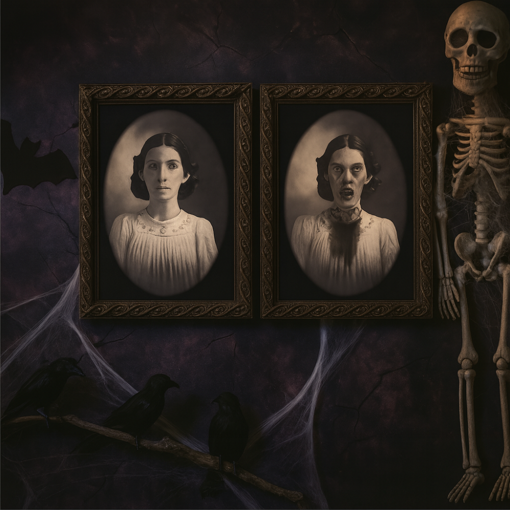 Halloween Wall Art Vintage Changing Face Portrait Frame Decor