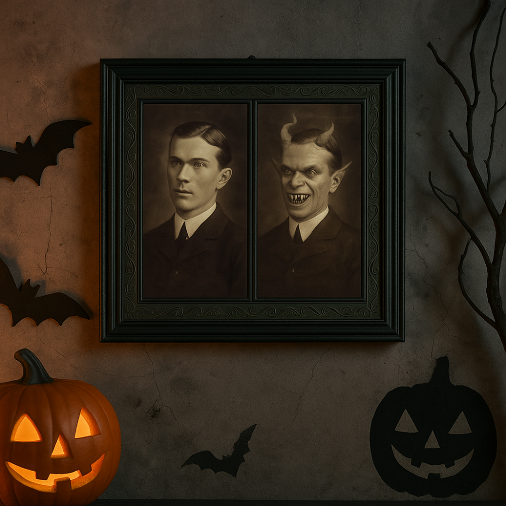 Halloween Wall Art Vintage Changing Face Portrait Frame Decor