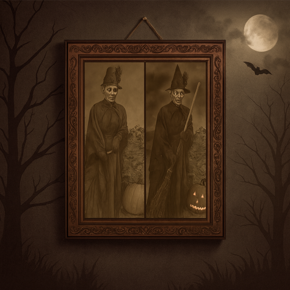 Halloween Wall Art Vintage Changing Face Portrait Frame Decor